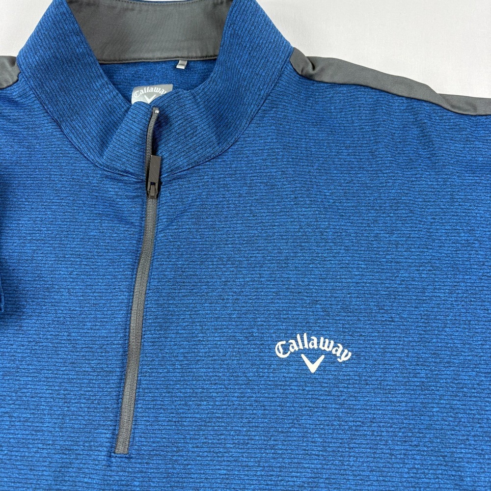 Callaway Golf Shirt Mens 3XLT Tall Blue 1/4 Zip Pullover Weather Series Stretch - Picture 3 of 11